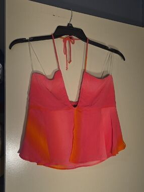 wild fable Pink and Orange Halter Deep V Top